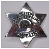 Obsolete Supreme Security Police Captain Badge