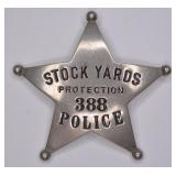 Obsolete Stock Yards Protection Police Badge #388