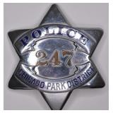 Obsolete Chicago Park District Police Badge #247