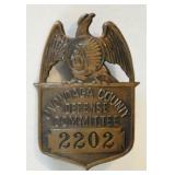 Obsolete Onondaga Co. NY Defense Committee Badge