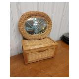 N4  wicker cabinet and mirror