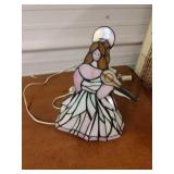 N4  leaded stained glass angel lamp