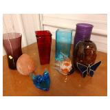 Q4 colored glass vases blown glass Birds fish