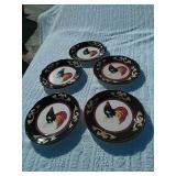 Xx 5 hand-painted rooster plates