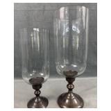 Two candle glass holders