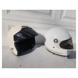 2 vintage motorcycle  helmets