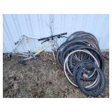 Lots of misc. bike tires in frame