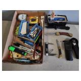 Four jack knives and misc. assortment of tools