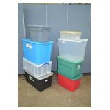 8pcs Various Sized Plastic Totes With Lids