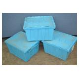3pcs 16" x 20" x 11" Flip Top Plastic Totes