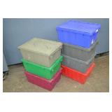 7pcs 14" x 20" x 10" Deep Flip Top Plastic Totes