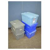 5pcs 14" x 20" x 12" Deep Flip Top Plastic Totes