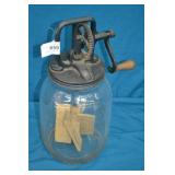Antique Wood Padle Glass Jar Butter Churn