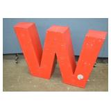 30" Tall Red & White Metal Sign Letter "W"