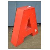 30" Tall Red & White Metal Sign Letter "A"
