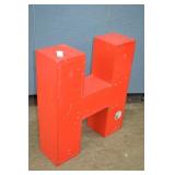 30" Tall Red & White Metal Sign Letter "H"