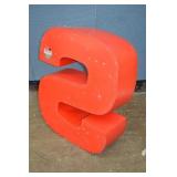 30" Tall Red & White Metal Sign Letter "S"