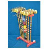 Vintage Croquet Game Set On Stand