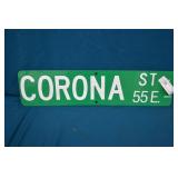 6" x 24" Metal Corona St Road Sign