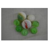 8pcs Various Uranium Glass Marbles