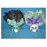2pcs Porcelain Feathered Drama Masks