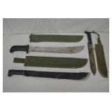 Lot 3pcs Various Used Machete Style Kinves