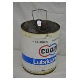 Vintage 5 Gallon COOP Lubricants Metal Can