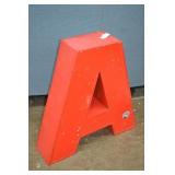 30" Tall Red & White Metal Sign Letter "A"