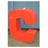 30" Tall Red & White Metal Sign Letter "C"