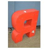 30" Tall Red & White Metal Sign Letter "R"