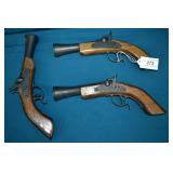 3 Replicas by Parris Double Hammer Toy Pistols