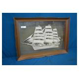 Large 3 Dimensional Sailing Ship Shadow Box
