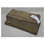 Antique Cast Iron Box Mounted on Wood Plank