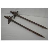 Pair Antique Late 1800s 35" Hay Spear / Harpoons