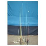 6pcs Various Fishing Rods & 2 Fishing Reels