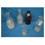 5pcs Various Glass Milk & Dairy Bottles