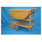 Solid Wood Drop Leaf Side Tea Cart