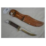 Western USA Vintage 8" Fixed Blade Knife & Sheath