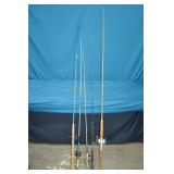 Lot 5pcs Various Vintage Fishing Rods With Reels