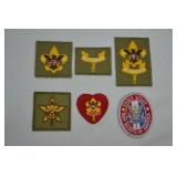 6pc 1960s Boy Scouts of America Rank Patch Set