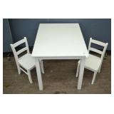 Childs White Wood Table & 2 Chairs