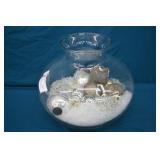 14" Glass Centerpiece w/ Bulb Ornaments