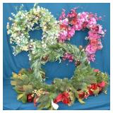 Lot Large Christmas Wreaths & Garland