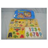 4pcs Childs Wooden Shape Puzzles & 1 Floor Puzzle