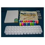 Lot Artist Paint Brushes & Acrylic Paints