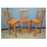3pcs 30" Seat Solid Wood Bar Stools