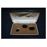 Anson USA Black Onyx Cuff Links & Tie Tack