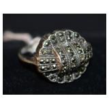 Sterling & Marcasite Size 9 Cocktail Ring