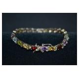 7' Sterling Silver Multi Stone Tennis Bracelet