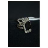 Sterling & Black Onyx Art Deco Size 9 Ring
